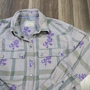 Free People We The Free Visby 100% Cotton Plaid Flannel Top w/Flap Pockets. S